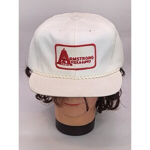 Vintage Armstrong Tools Supply Rope Hat Cap Rope Town Talk White Green Adj‎ Work